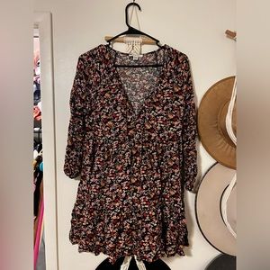 American Eagle Black Floral Printed Mini Dress